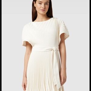 DKNY Cream Pleated Midi Dress